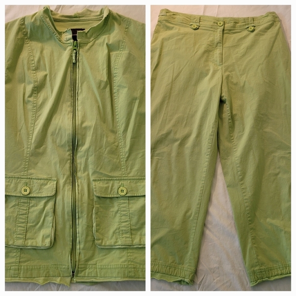 Cotton Ginny Vintage 2 Piece Retro Lime Green Zip Vest (S) and Ankle Pants (14) - Picture 1 of 13